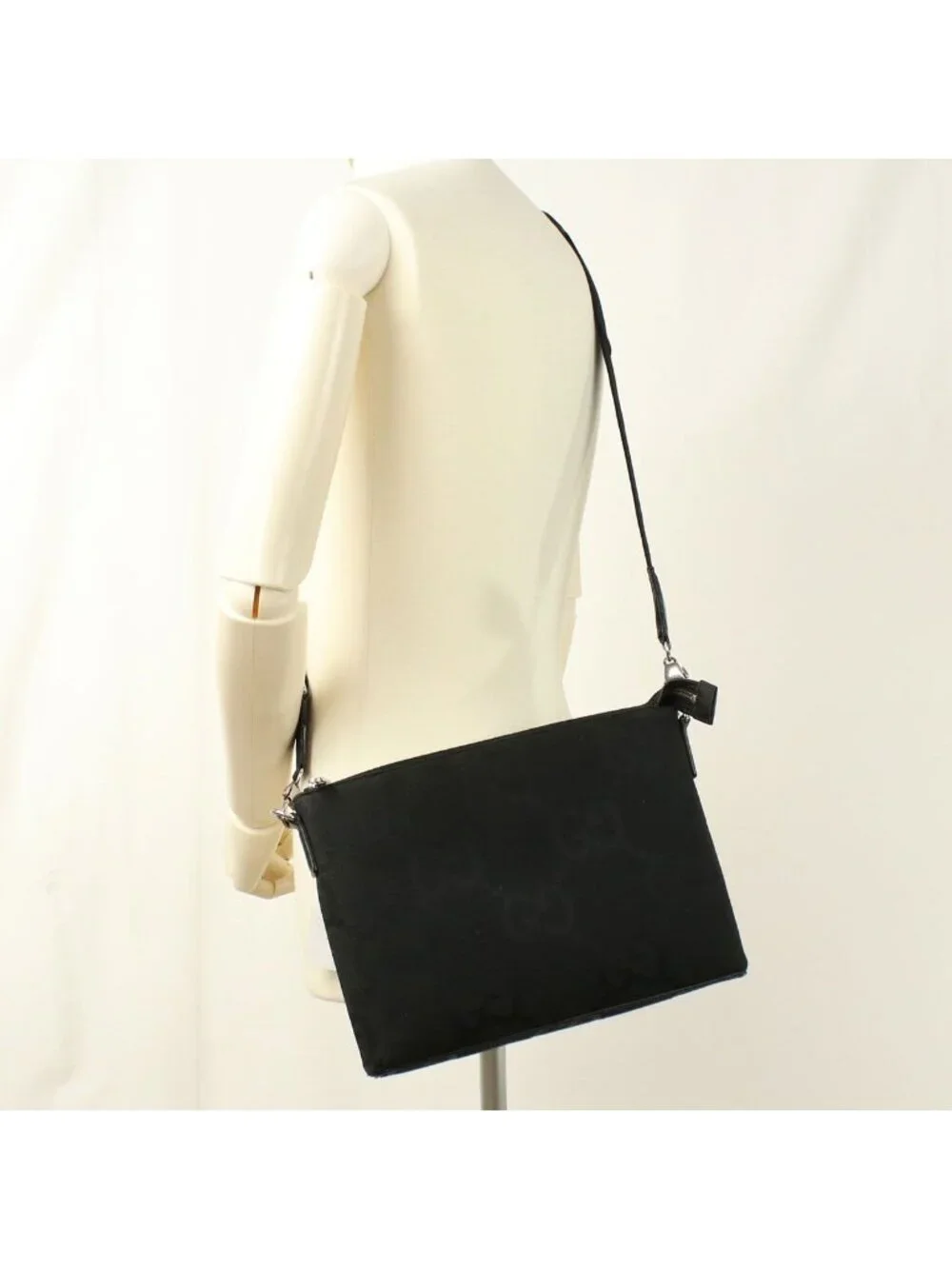 Gucci 2-Way Clutch Jumbo GG Shoulder Bag Canvas